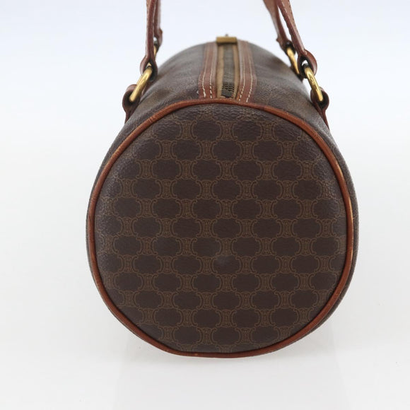 CELINE Macadam Canvas Hand Bag PVC Leather Brown Gold Auth 158396