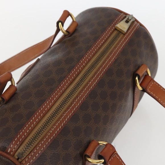 CELINE Macadam Canvas Hand Bag PVC Leather Brown Gold Auth 158396