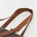 CELINE Macadam Canvas Hand Bag PVC Leather Brown Gold Auth 158396-8