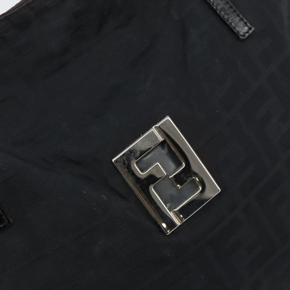 FENDI Zucca Canvas Tote Bag Black Silver Auth 158397