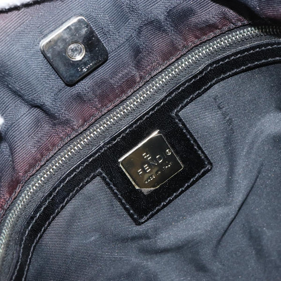 FENDI Zucca Canvas Tote Bag Black Silver Auth 158397