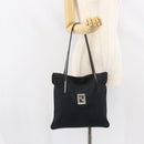 FENDI Zucca Canvas Tote Bag Black Silver Auth 158397-22