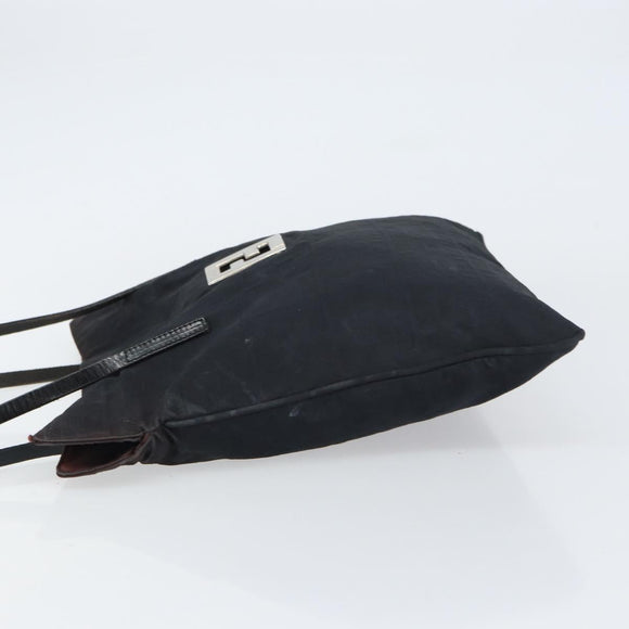 FENDI Zucca Canvas Tote Bag Black Silver Auth 158397