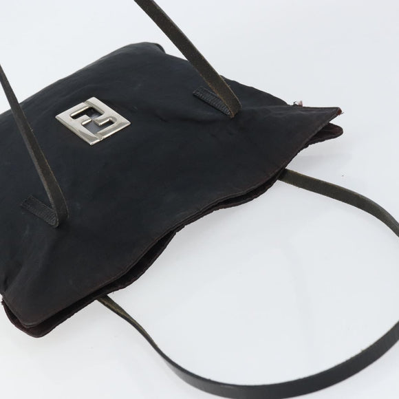 FENDI Zucca Canvas Tote Bag Black Silver Auth 158397