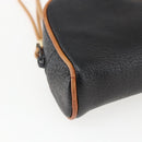 GUCCI Shoulder Bag Leather Black Gold Auth 158401-16