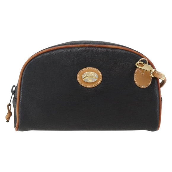 GUCCI Shoulder Bag Leather Black Gold Auth 158401