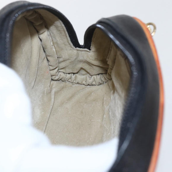 GUCCI Shoulder Bag Leather Black Gold Auth 158401