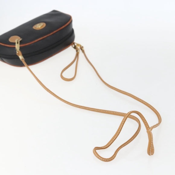 GUCCI Shoulder Bag Leather Black Gold Auth 158401