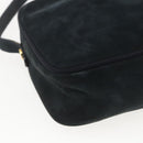 Salvatore Ferragamo Shoulder Bag Suede Navy Gold Auth 158402-13