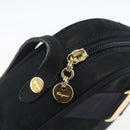Salvatore Ferragamo Shoulder Bag Suede Navy Gold Auth 158402-14