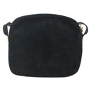 Salvatore Ferragamo Shoulder Bag Suede Navy Gold Auth 158402-3
