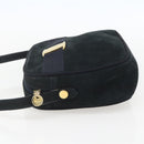 Salvatore Ferragamo Shoulder Bag Suede Navy Gold Auth 158402-4