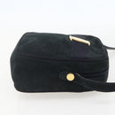 Salvatore Ferragamo Shoulder Bag Suede Navy Gold Auth 158402-5