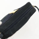 Salvatore Ferragamo Shoulder Bag Suede Navy Gold Auth 158402-6