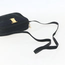 Salvatore Ferragamo Shoulder Bag Suede Navy Gold Auth 158402-7
