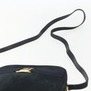 Salvatore Ferragamo Shoulder Bag Suede Navy Gold Auth 158402-8