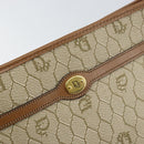 Christian Dior Honeycomb Canvas Clutch Bag PVC Beige Gold Auth 158403-12