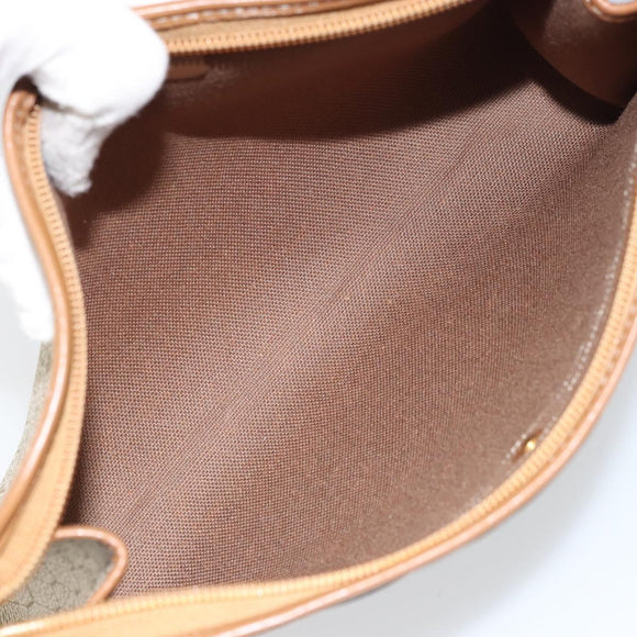 Christian Dior Honeycomb Canvas Clutch Bag PVC Beige Gold Auth 158403