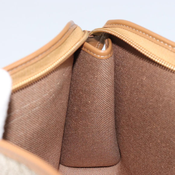 Christian Dior Honeycomb Canvas Clutch Bag PVC Beige Gold Auth 158403