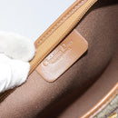 Christian Dior Honeycomb Canvas Clutch Bag PVC Beige Gold Auth 158403-17