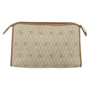 Christian Dior Honeycomb Canvas Clutch Bag PVC Beige Gold Auth 158403-3