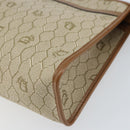 Christian Dior Honeycomb Canvas Clutch Bag PVC Beige Gold Auth 158403-8