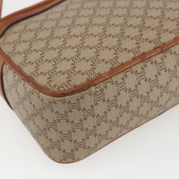 CELINE Macadam Canvas Shoulder Bag PVC Beige Gold Auth 158404