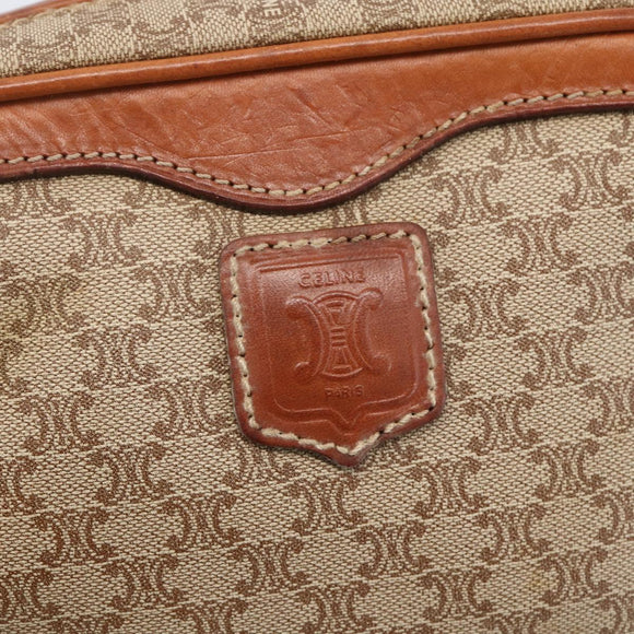 CELINE Macadam Canvas Shoulder Bag PVC Beige Gold Auth 158404