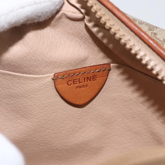 CELINE Macadam Canvas Shoulder Bag PVC Beige Gold Auth 158404