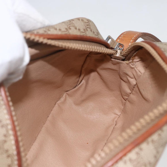 CELINE Macadam Canvas Shoulder Bag PVC Beige Gold Auth 158404