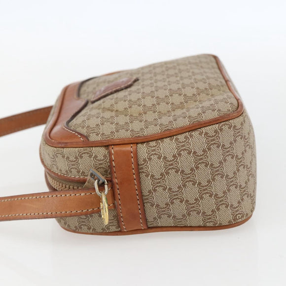 CELINE Macadam Canvas Shoulder Bag PVC Beige Gold Auth 158404