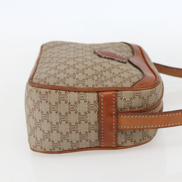 CELINE Macadam Canvas Shoulder Bag PVC Beige Gold Auth 158404