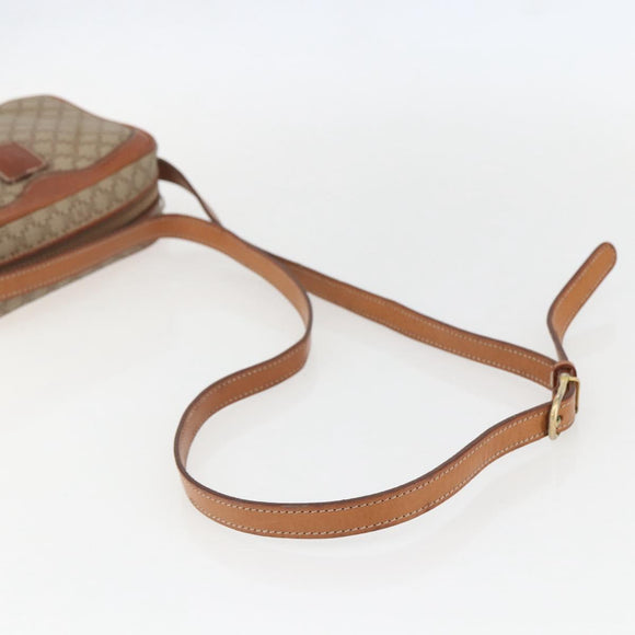 CELINE Macadam Canvas Shoulder Bag PVC Beige Gold Auth 158404