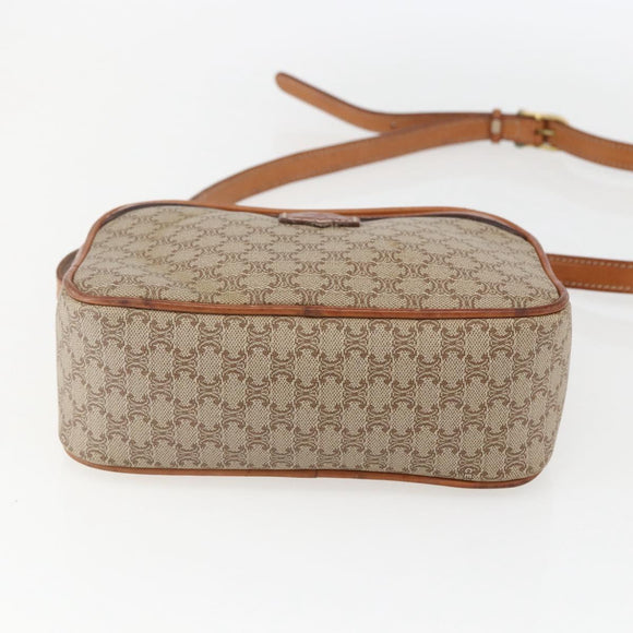 CELINE Macadam Canvas Shoulder Bag PVC Beige Gold Auth 158404