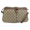 GUCCI GG Supreme Web Sherry Line Shoulder Bag PVC Beige Gold Auth 158405-1