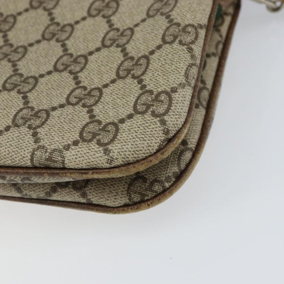 GUCCI GG Supreme Web Sherry Line Shoulder Bag PVC Beige Gold Auth 158405