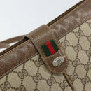 GUCCI GG Supreme Web Sherry Line Shoulder Bag PVC Beige Gold Auth 158405-17