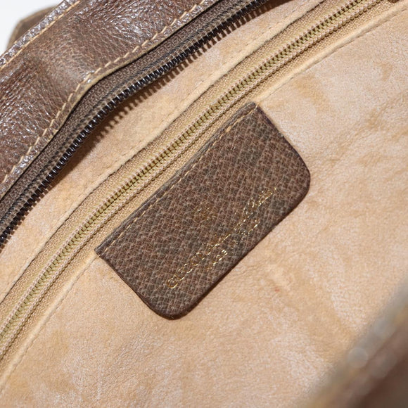 GUCCI GG Supreme Web Sherry Line Shoulder Bag PVC Beige Gold Auth 158405