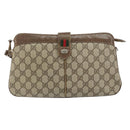 GUCCI GG Supreme Web Sherry Line Shoulder Bag PVC Beige Gold Auth 158405-13