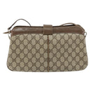 GUCCI GG Supreme Web Sherry Line Shoulder Bag PVC Beige Gold Auth 158405-2