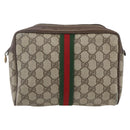 GUCCI GG Supreme Web Sherry Line Clutch Bag PVC Beige Gold 22 01 012 Auth 158406-2