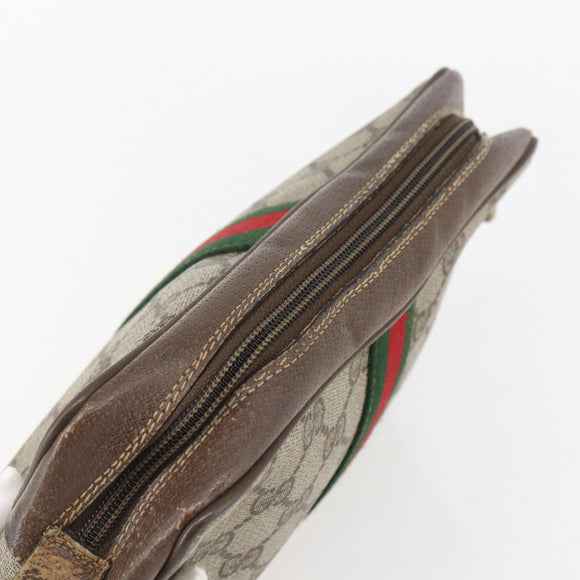 GUCCI GG Supreme Web Sherry Line Clutch Bag PVC Beige Gold 22 01 012 Auth 158406