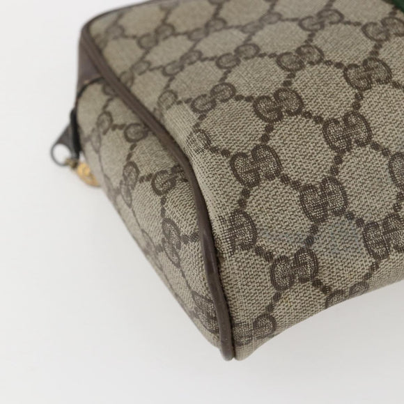 GUCCI GG Supreme Web Sherry Line Clutch Bag PVC Beige Gold 22 01 012 Auth 158406