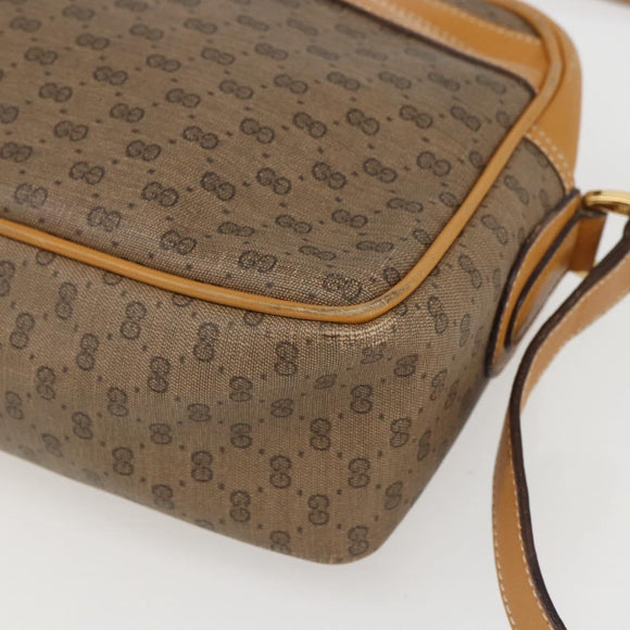 GUCCI Micro GG Supreme Shoulder Bag PVC Beige Gold Auth 158407