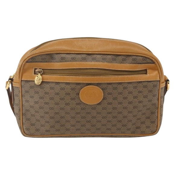 GUCCI Micro GG Supreme Shoulder Bag PVC Beige Gold Auth 158407