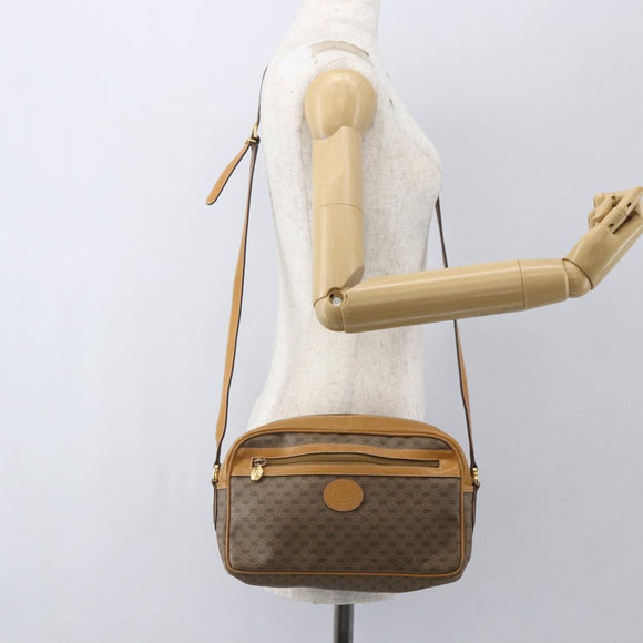 GUCCI Micro GG Supreme Shoulder Bag PVC Beige Gold Auth 158407