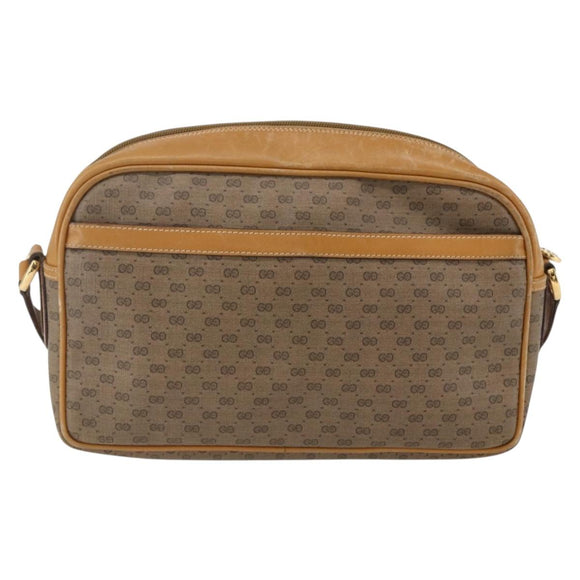 GUCCI Micro GG Supreme Shoulder Bag PVC Beige Gold Auth 158407