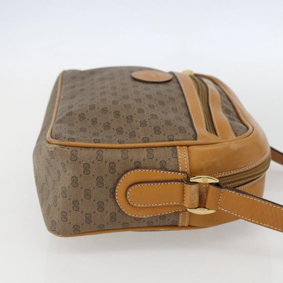 GUCCI Micro GG Supreme Shoulder Bag PVC Beige Gold Auth 158407