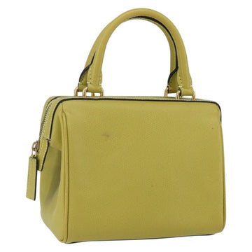 CELINE Hand Bag Leather Yellow Gold Auth 158409