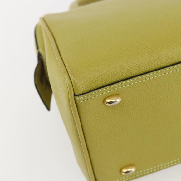 CELINE Hand Bag Leather Yellow Gold Auth 158409